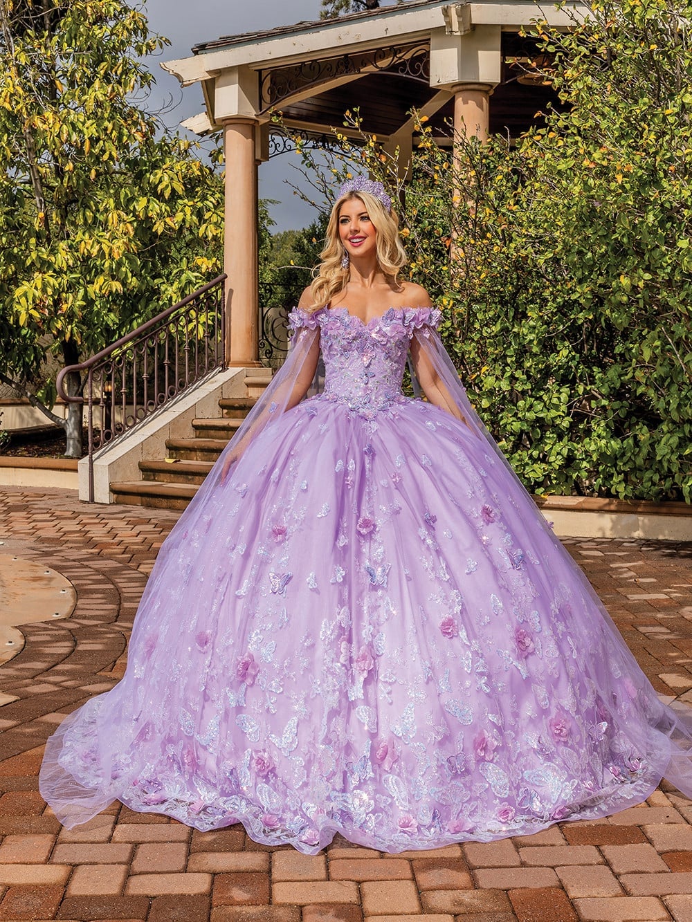 Lavender Tulle Ballgown with Capelets Lavender Tulle Ballgown with Capelets — Queen Dress Designs