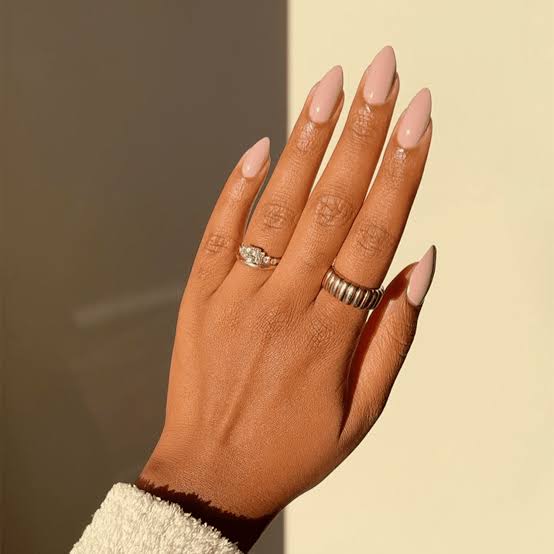 Sheer Nude Pink Short Almond Nails, Close-Up Take — Russian Manicure Inspiration