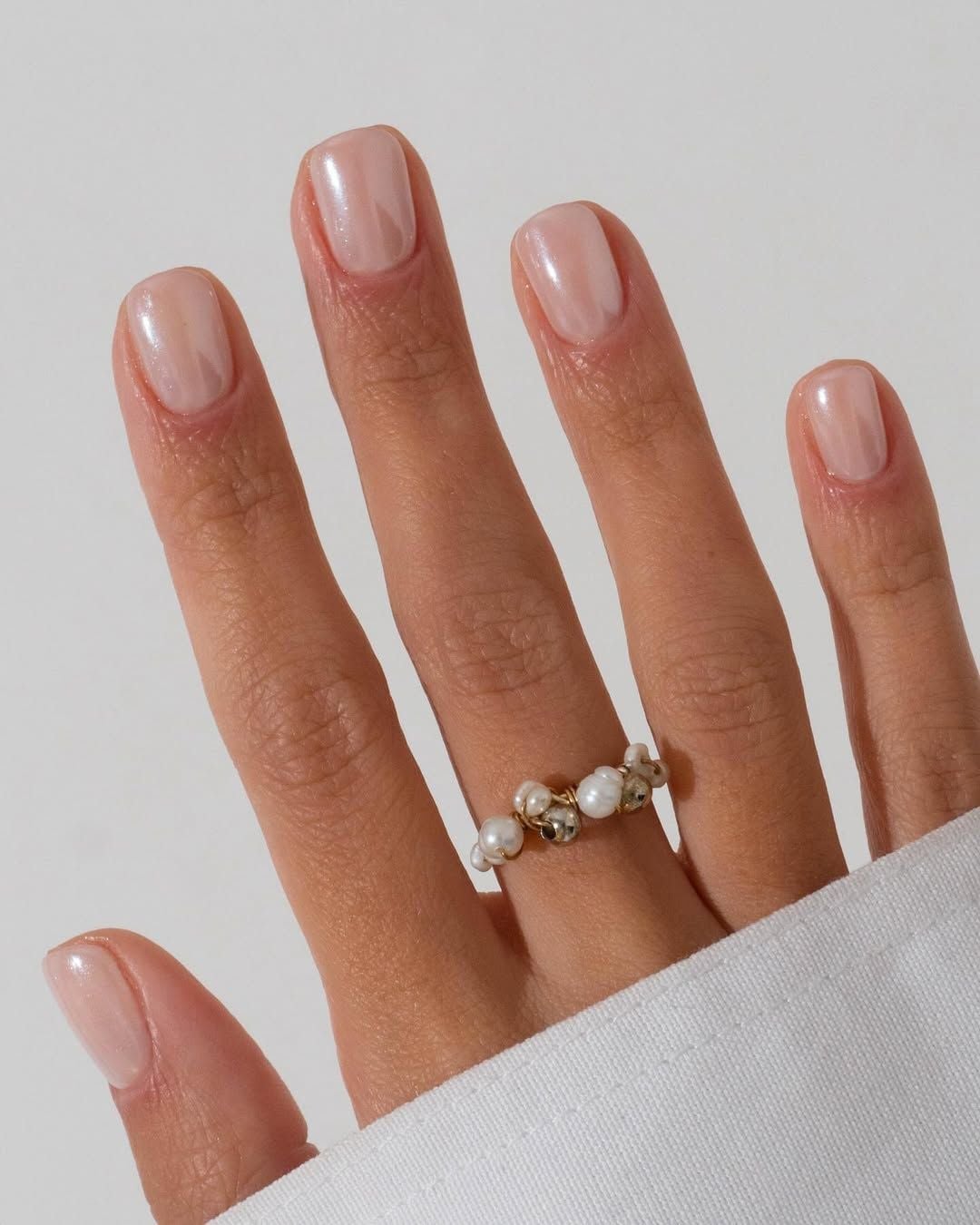 Glossy Sheer Nude Pink Short Square Nails — Russian Manicure Inspiration