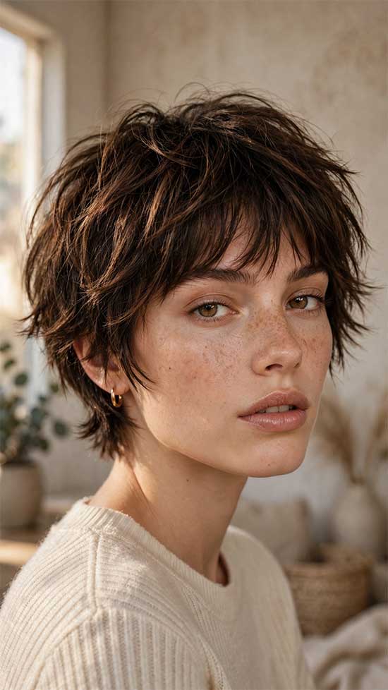 Short Textured Shag With Textured Fringe — Shag Hairstyles