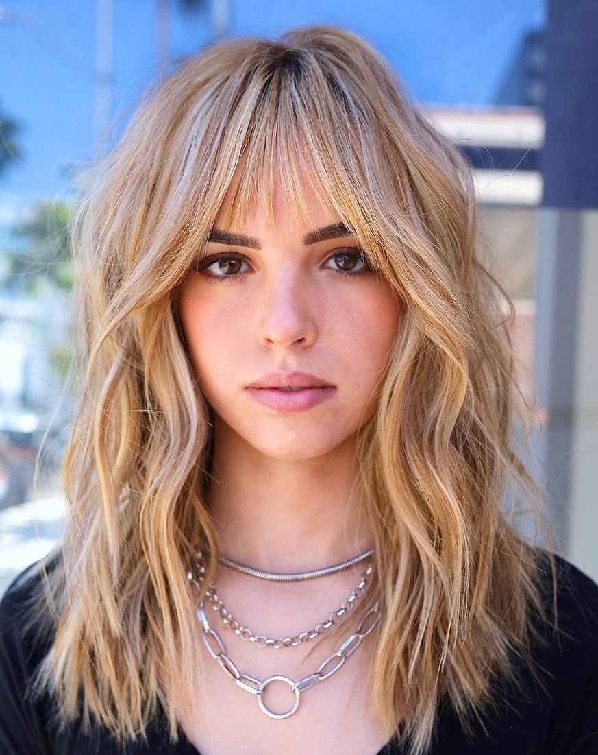 Blonde Shag With Curtain Bangs — Shag Hairstyles