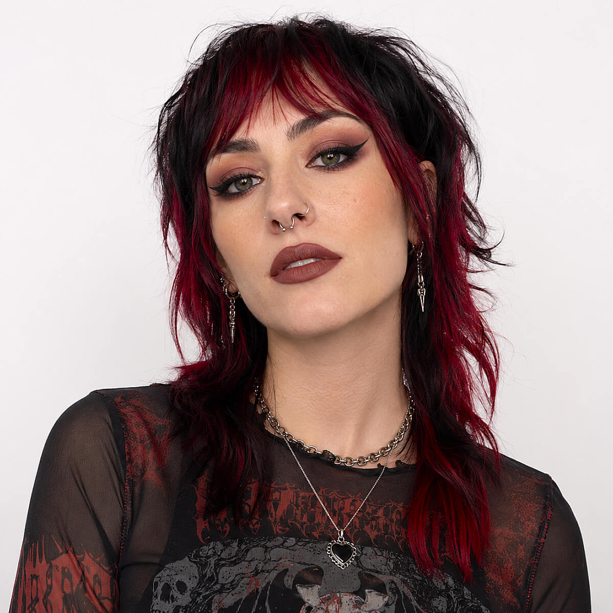 Dark Shag With Red Highlights — Shag Hairstyles