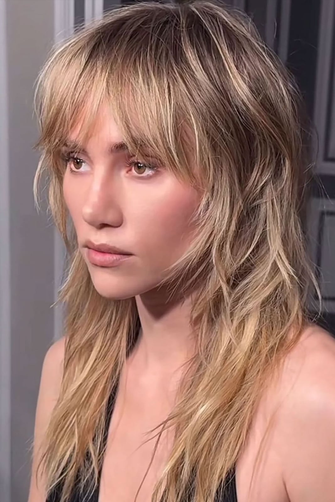 Long Ash Blonde Shag With Blunt Bangs — Shag Hairstyles