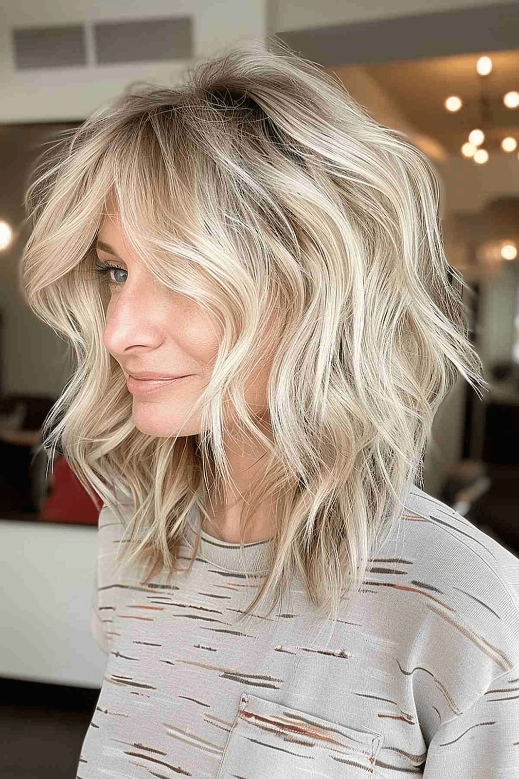 Ash Blonde Long Shag With Darker Roots — Shag Hairstyles