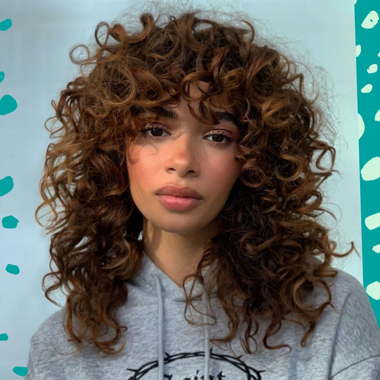 Shoulder Length Curly Shag With Caramel Highlights — Shag Hairstyles