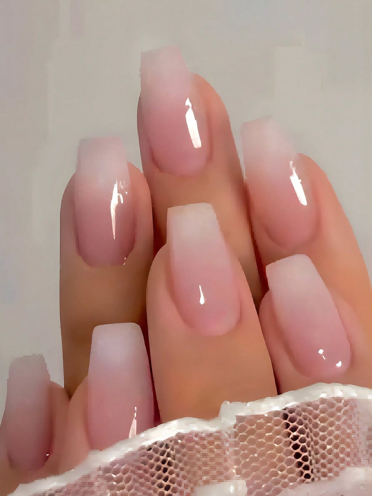 Smooth Milky Pink To White Ombre — Short Coffin Nails