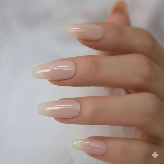Milky Pink Shimmer Short Coffin — Short Coffin Nails