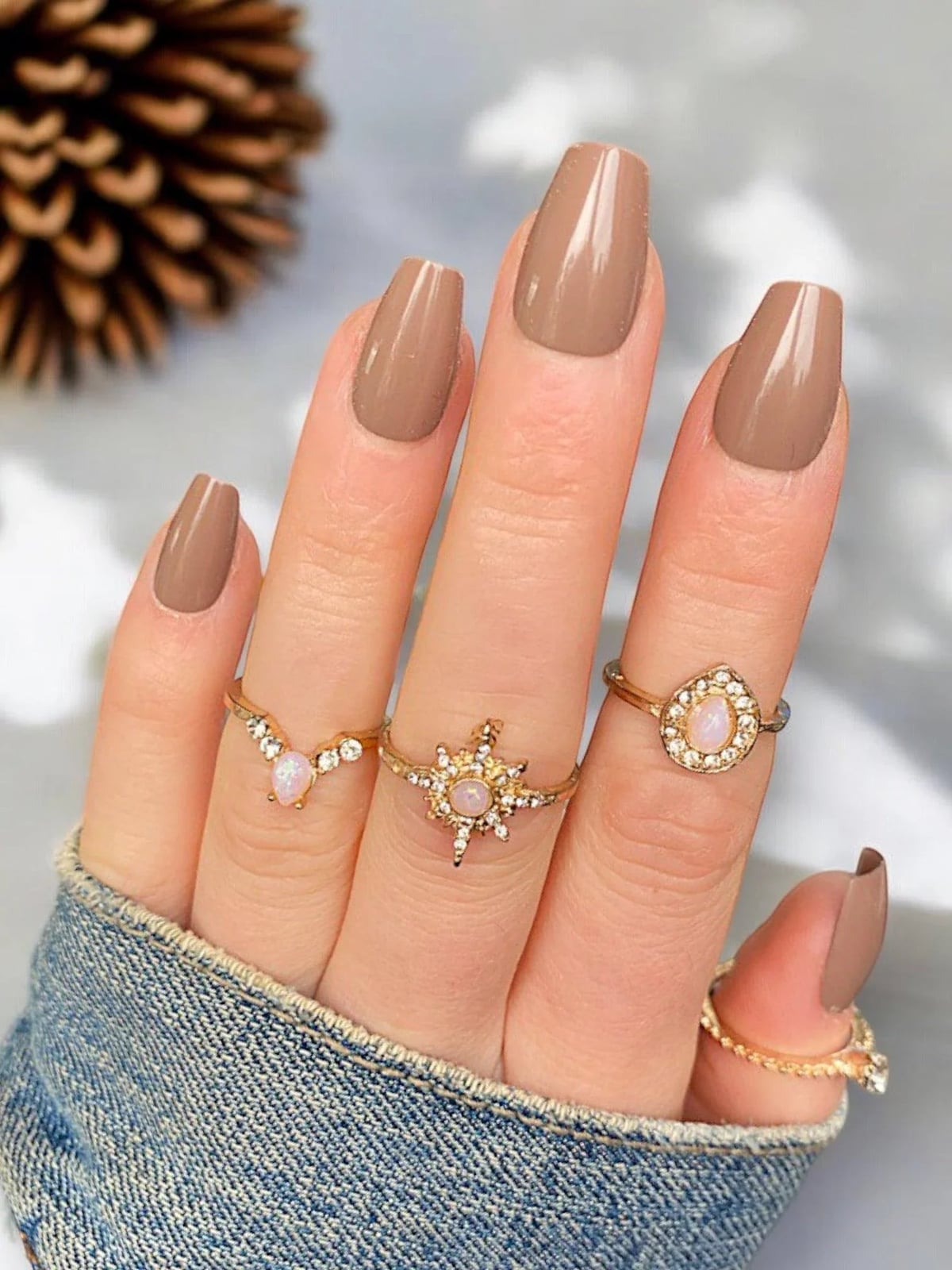 Chocolate Brown Glossy Short Coffin — Short Coffin Nails