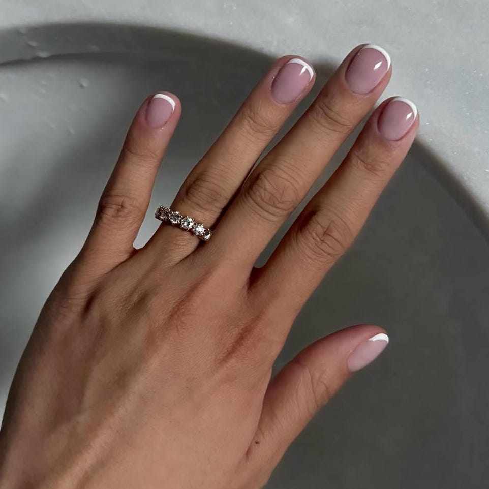 Short Soft Square Micro White French — Short French Tip Nails