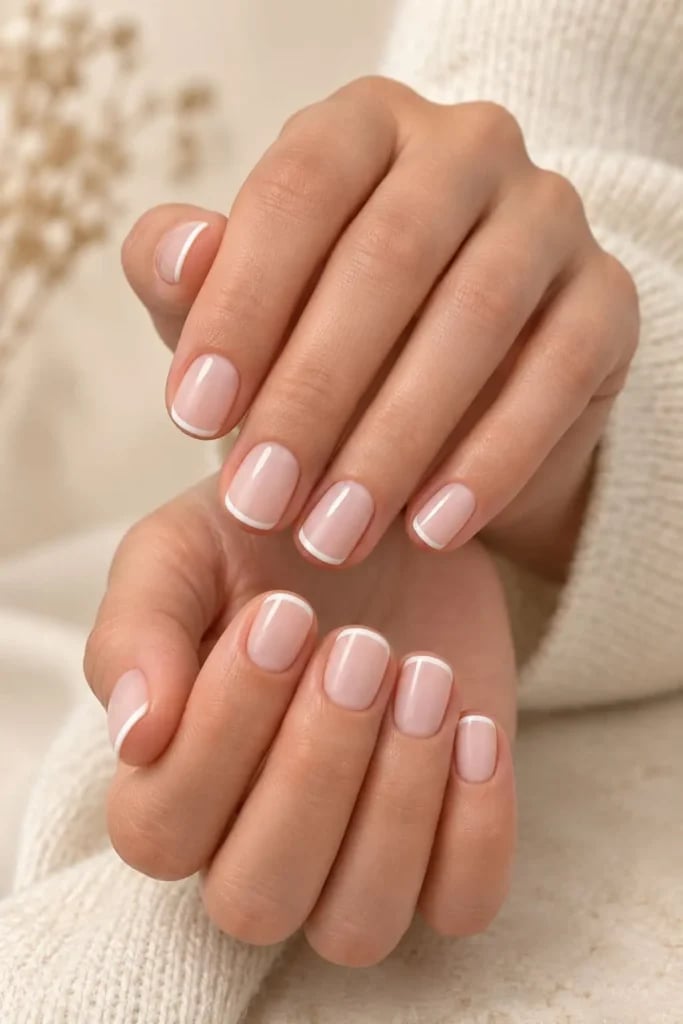 Classic Nude Base French Tip Nails — Short French Tip Nails