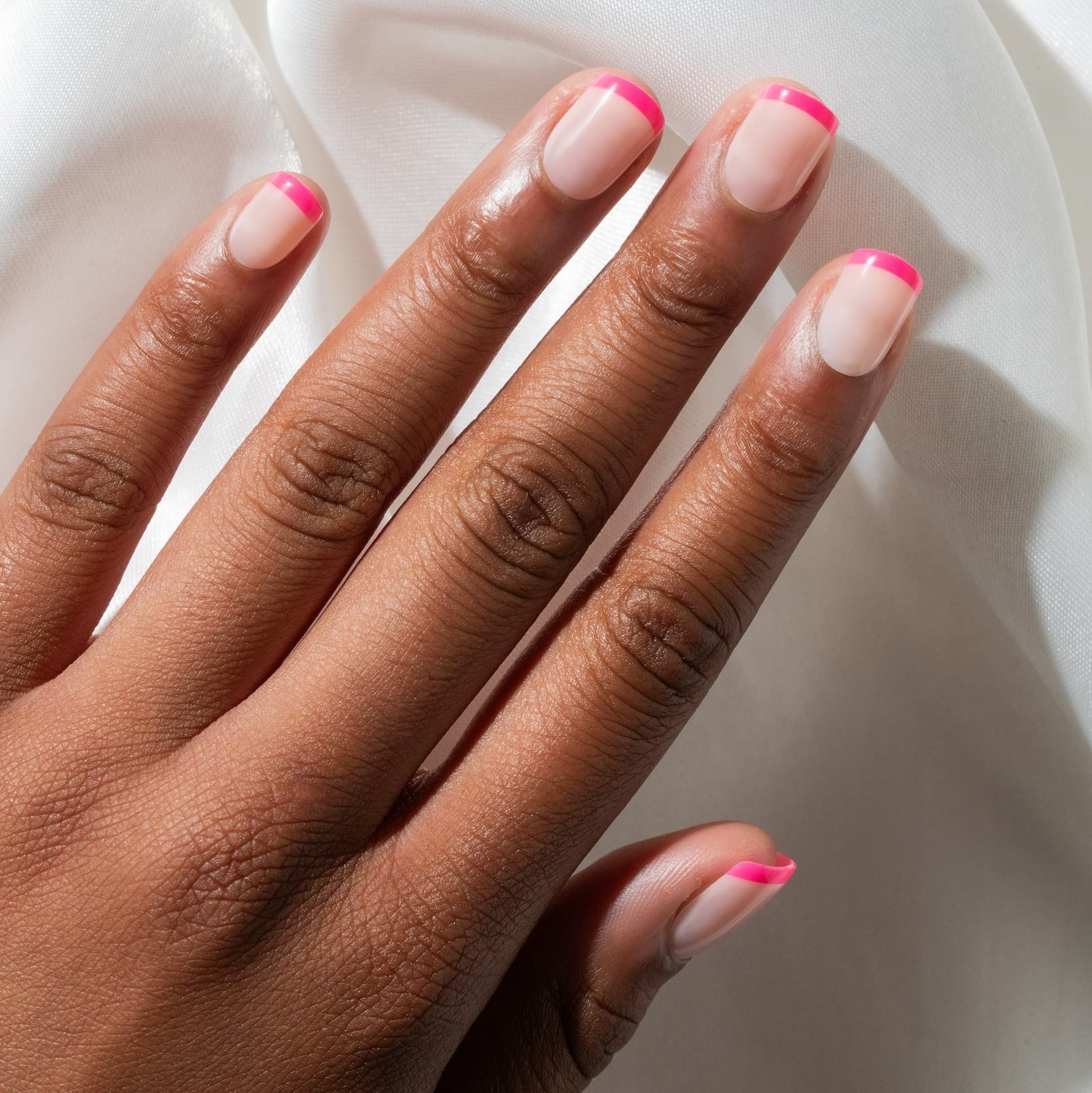Short Square Hot Pink French — Short French Tip Nails