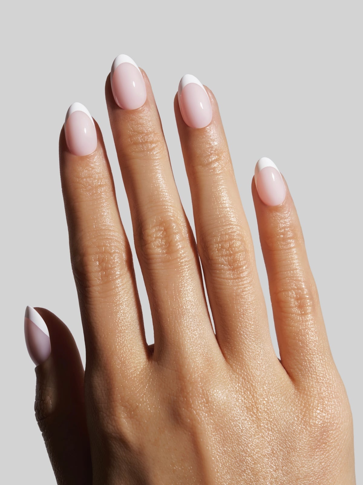 Extra Short Almond Delicate Pink French — Short French Tip Nails