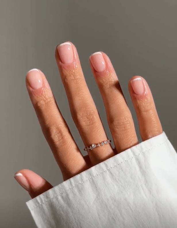 Short Natural Shape Thin White French — Short French Tip Nails