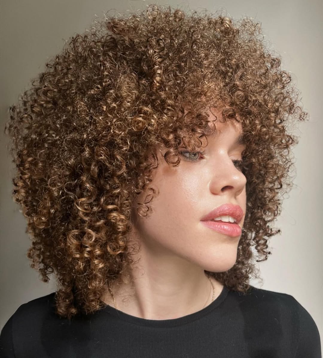 Shoulder Length Thick Curls With Blonde Highlights — Simple 3b Hair