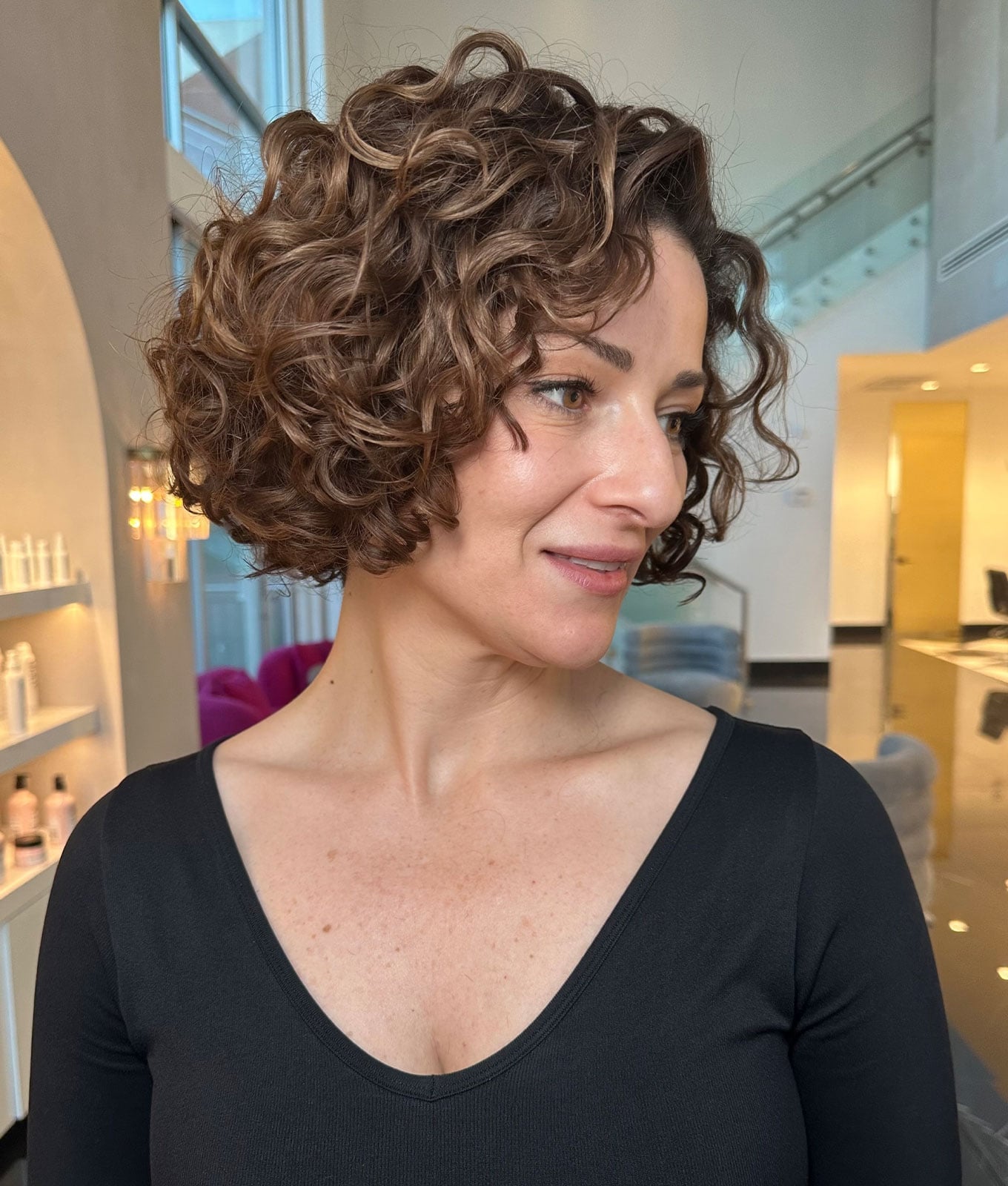 Ear Length Curly Bob With Defined Curls — Simple 3b Hair