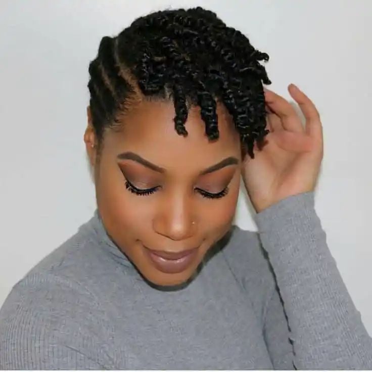 Short Twisted Braids With Twisted Fringe Short Twisted Braids With Twisted Fringe — Simple 4b Hairstyles