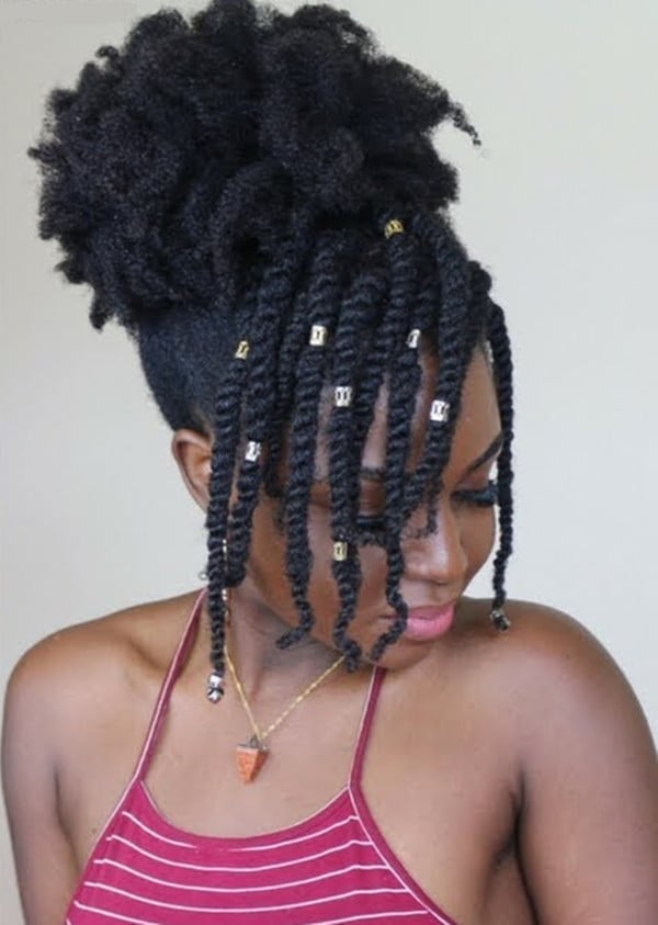 Updo With Twists and Metallic Beads Updo With Twists and Metallic Beads — Simple 4b Hairstyles