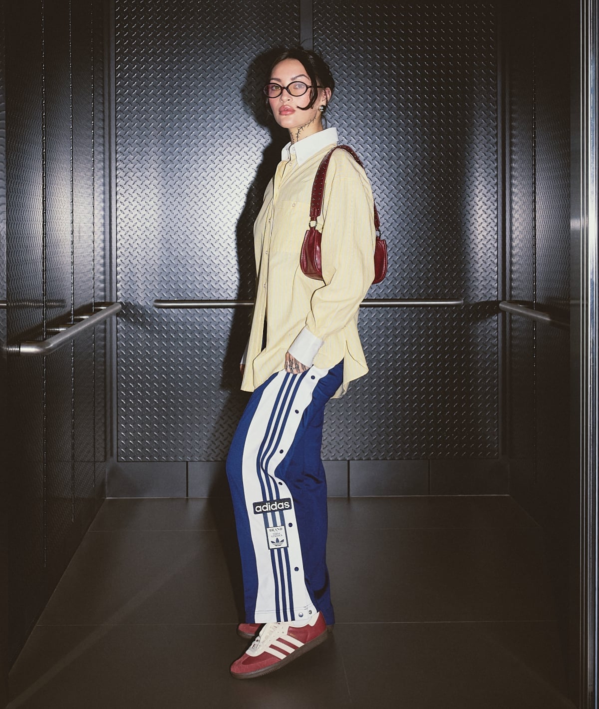 Track Pants and Button-Down with Adidas Sambas — Simple Adidas Samba Outfits