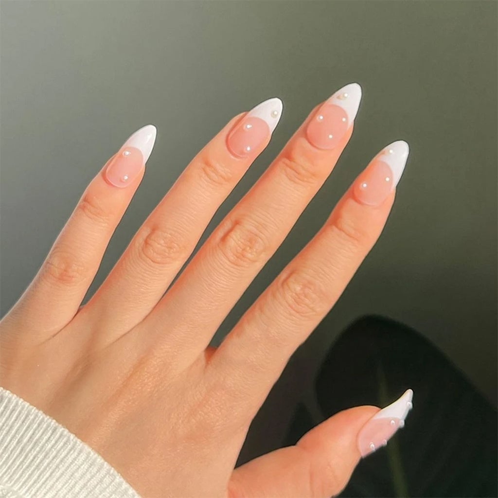 Precision White French Almond Nails — Simple Almond French Tip Nails