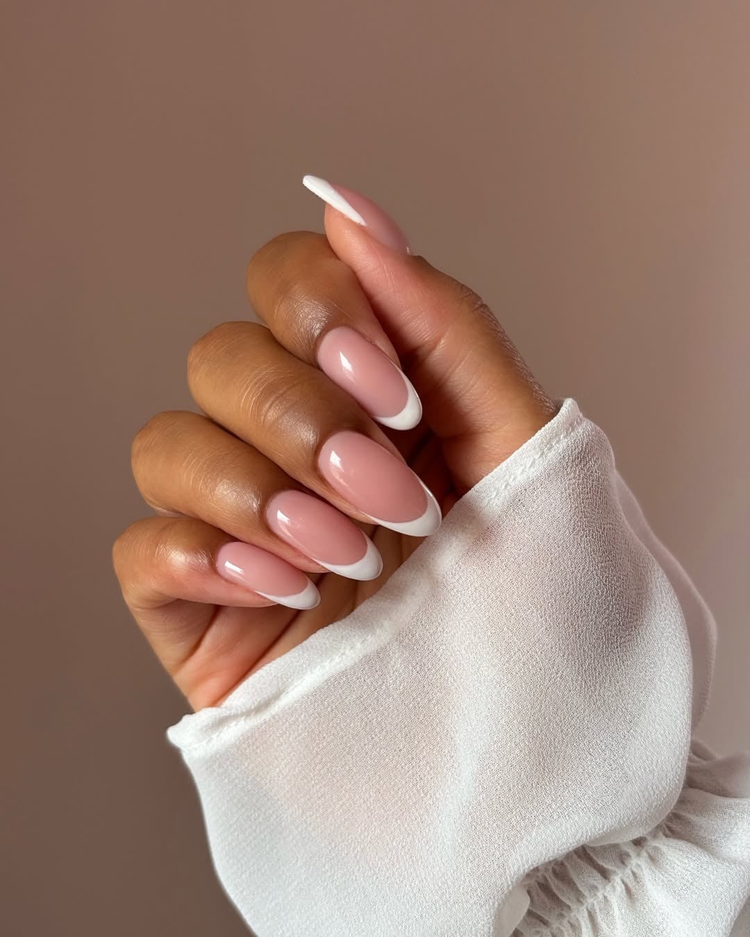 Perfect Thin White French Almond Nails — Simple Almond French Tip Nails