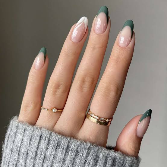Classic White French Almond for Autumn — Simple Almond French Tip Nails