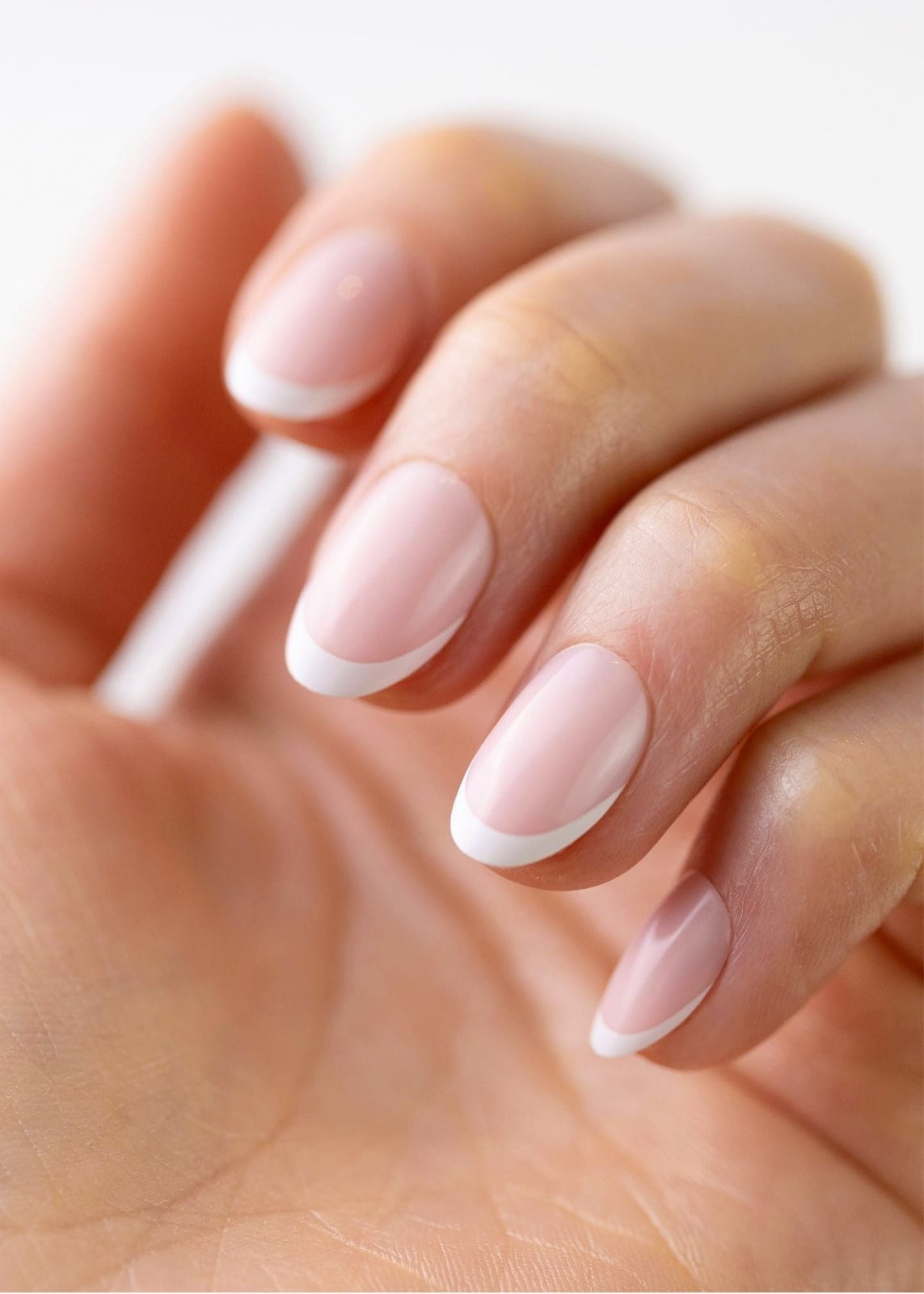 Glossy Pink and White French Almonds — Simple Almond French Tip Nails