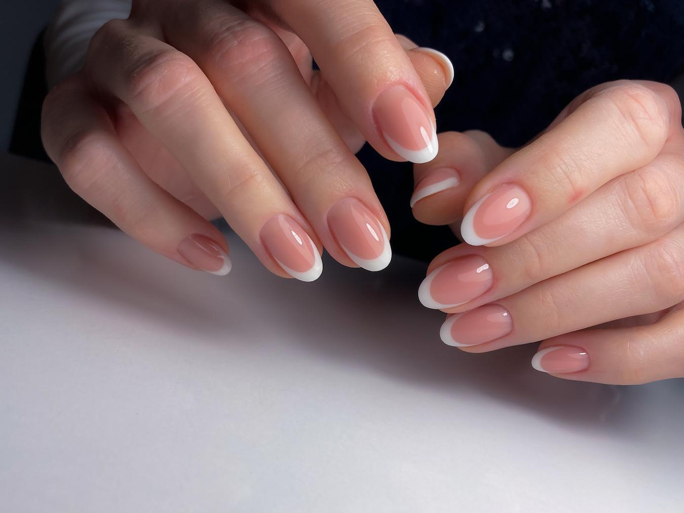 Black and White French Tips Almond — Simple Almond French Tip Nails