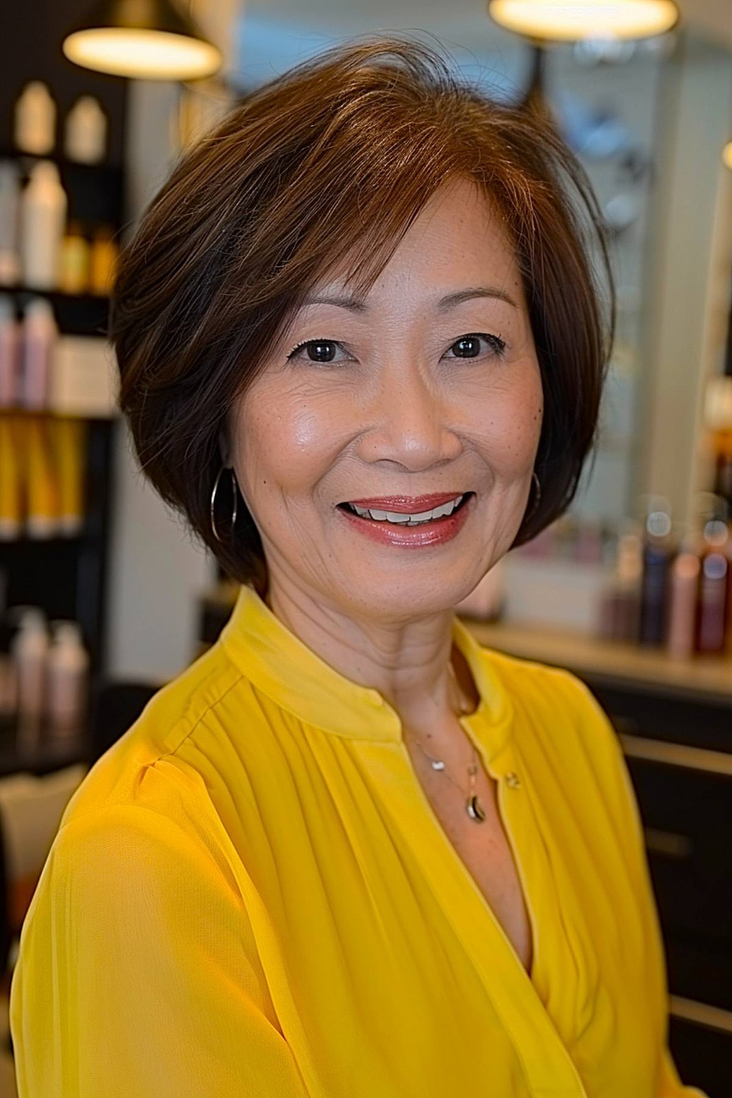 Layered Chin Length Bob With Side Swept Bangs Layered Chin Length Bob With Side Swept Bangs — Simple Asian Hairstyles