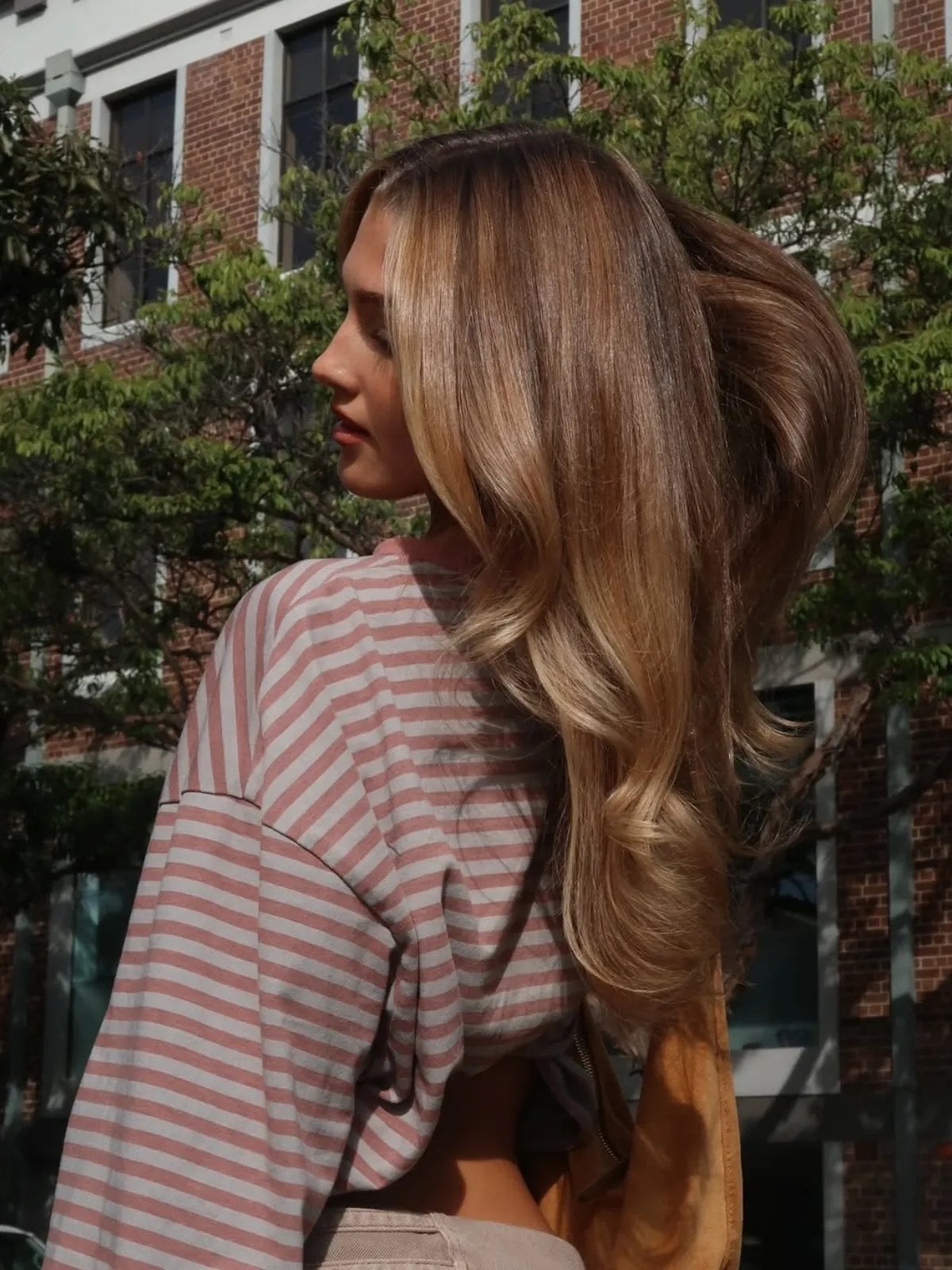 Ash Blonde and Caramel Highlights With Striped Top and Jacket — Simple Babylights
