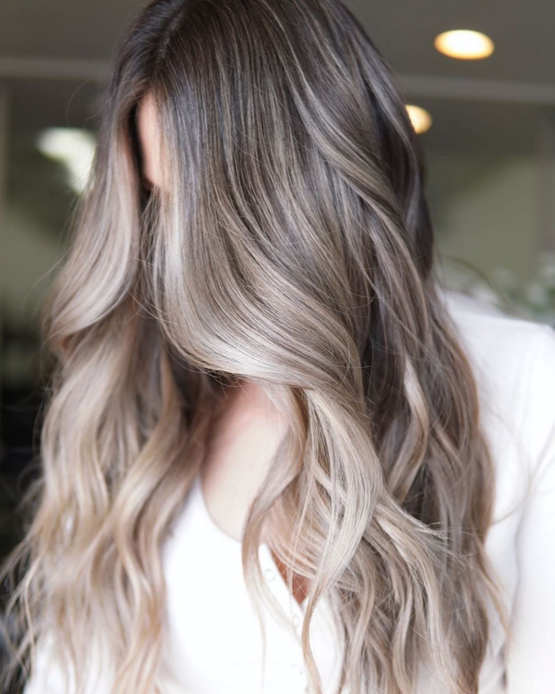 Ash Blonde Highlights With Brown Hair and White Top — Simple Babylights