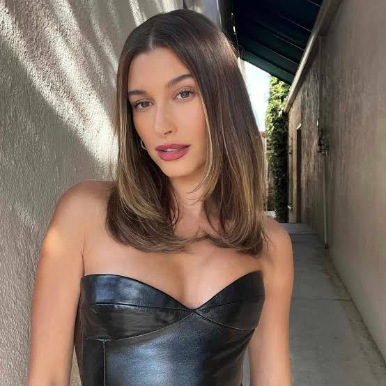 Strapless Black Leather Top With Face-Framing Blonde Highlights — Simple Babylights
