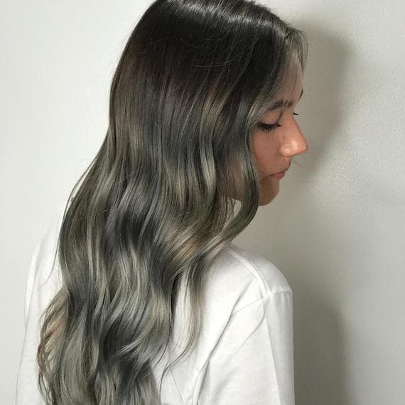 Dark Brown Hair With Ash Blonde Babylights and White T-shirt — Simple Babylights