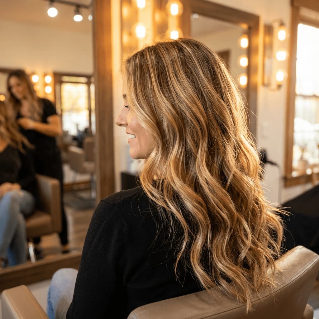 Sun-Kissed Blonde Highlights With Black Long-Sleeve Top — Simple Babylights