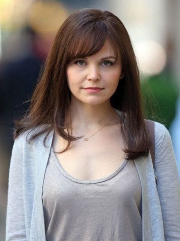 Mid-Back Layers With Side-Swept Bangs — Simple Bangs for Round Face