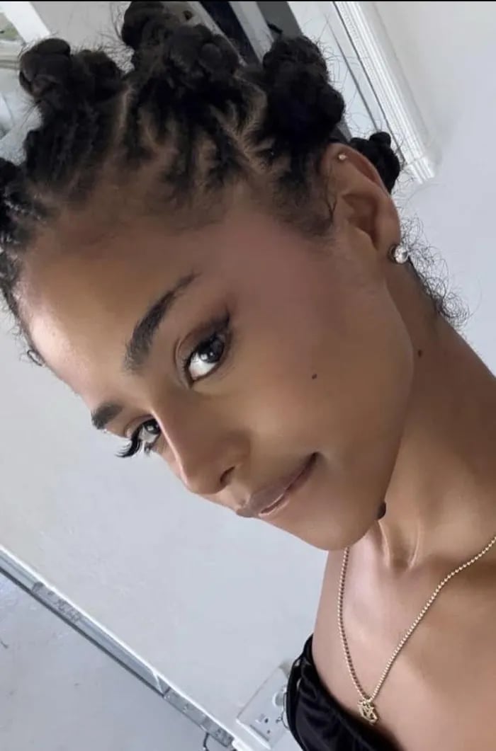 Evening style with bantu knots and a black, Softer Variation — Simple Bantu Knots