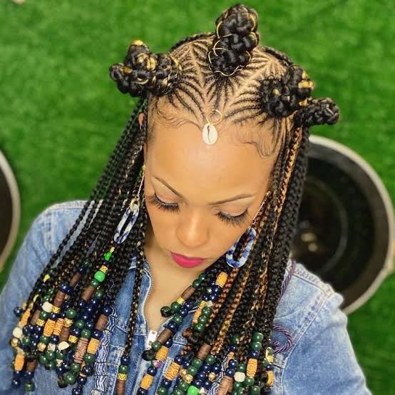 Ornate Braiding And Beads — Simple Bantu Knots Hairstyles