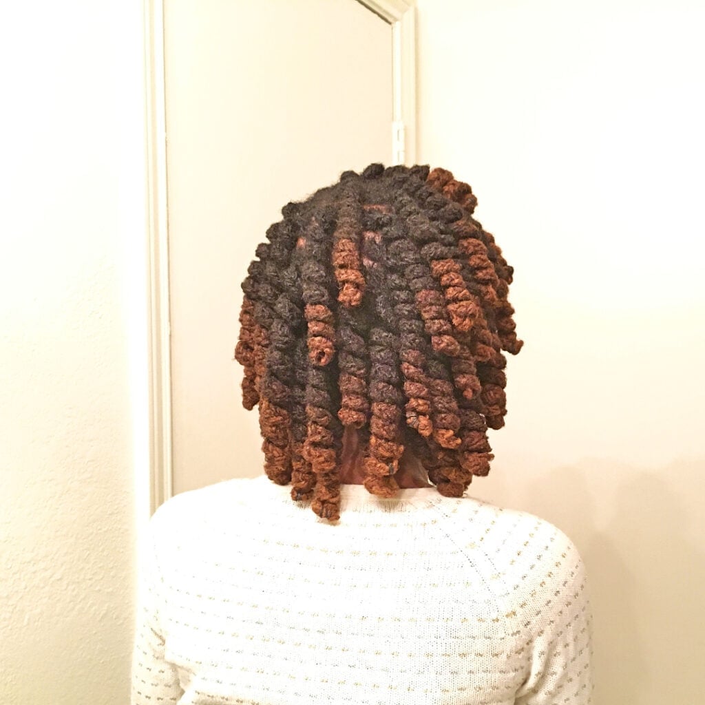 Shoulder Barrel Twists With Copper Highlights Shoulder Barrel Twists With Copper Highlights — Simple Barrel Locs