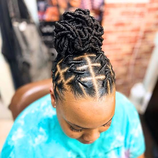 Geometric Part Barrel Twists Updo Geometric Part Barrel Twists Updo — Simple Barrel Locs