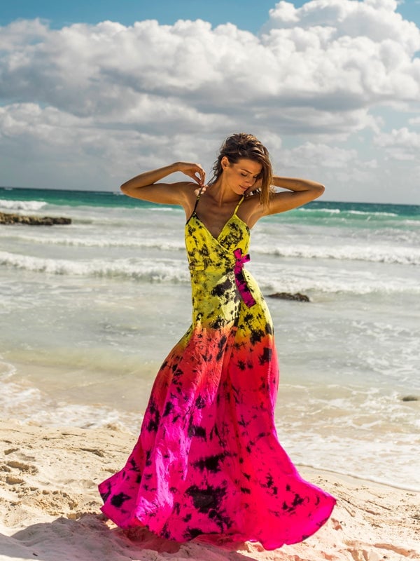 Tie-dye maxi dress with a wrap style — Simple Beach Waves