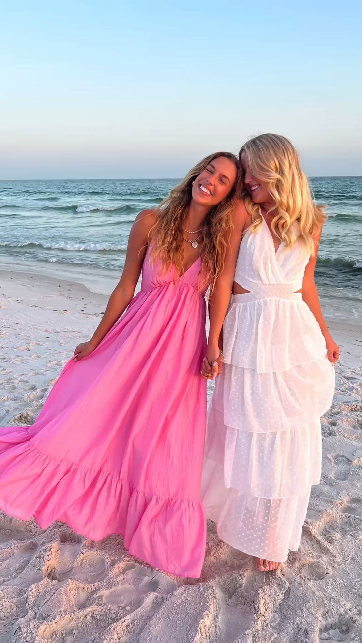 Tiered white maxi dress with beachy waves — Simple Beach Waves