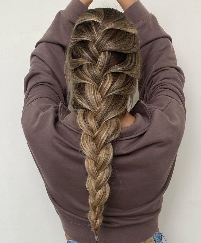 Thick French Braid With Layered Effect Thick French Braid With Layered Effect — Simple Blonde Braids