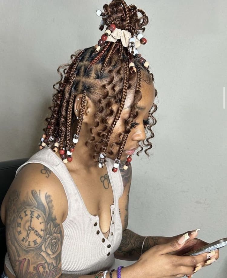 Shoulder Knotless Braids With Top Knot Shoulder Knotless Braids With Top Knot — Simple Boho Knotless Braids
