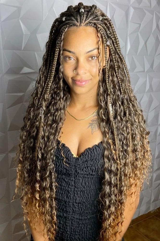 Long Knotless Braids With Cascading Curls Long Knotless Braids With Cascading Curls — Simple Boho Knotless Braids