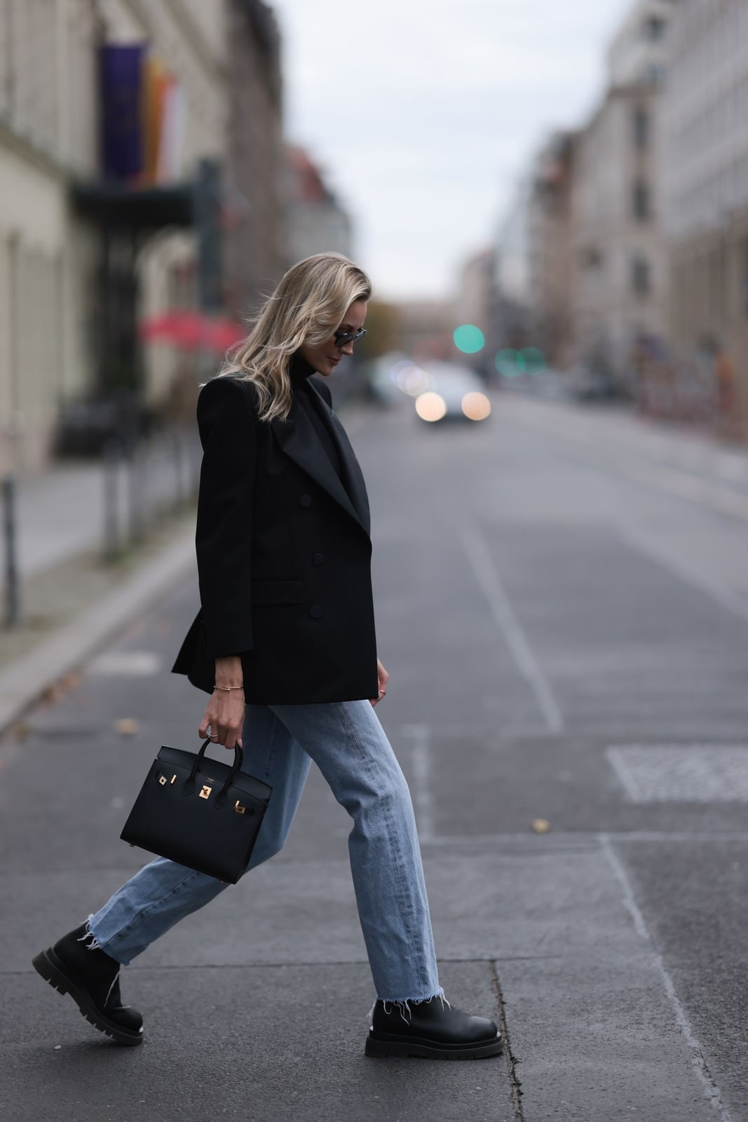 Straight Leg Jeans With Black Turtleneck And Blazer — Simple Boots Outfit Jeans
