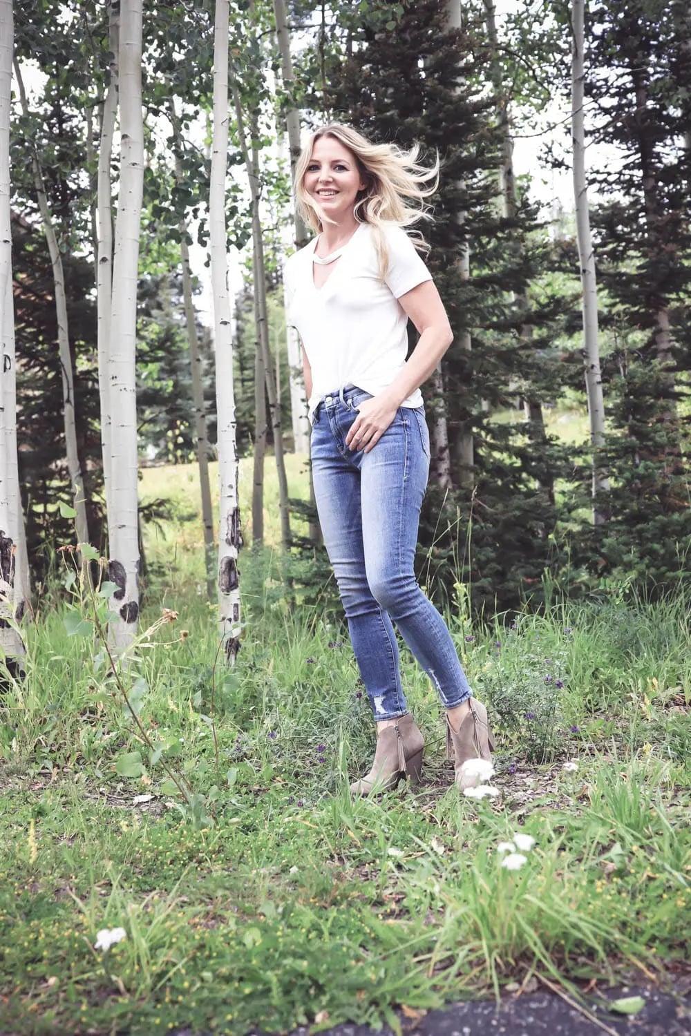 Block Heel Boots With Skinny Jeans — Simple Boots Outfit Jeans
