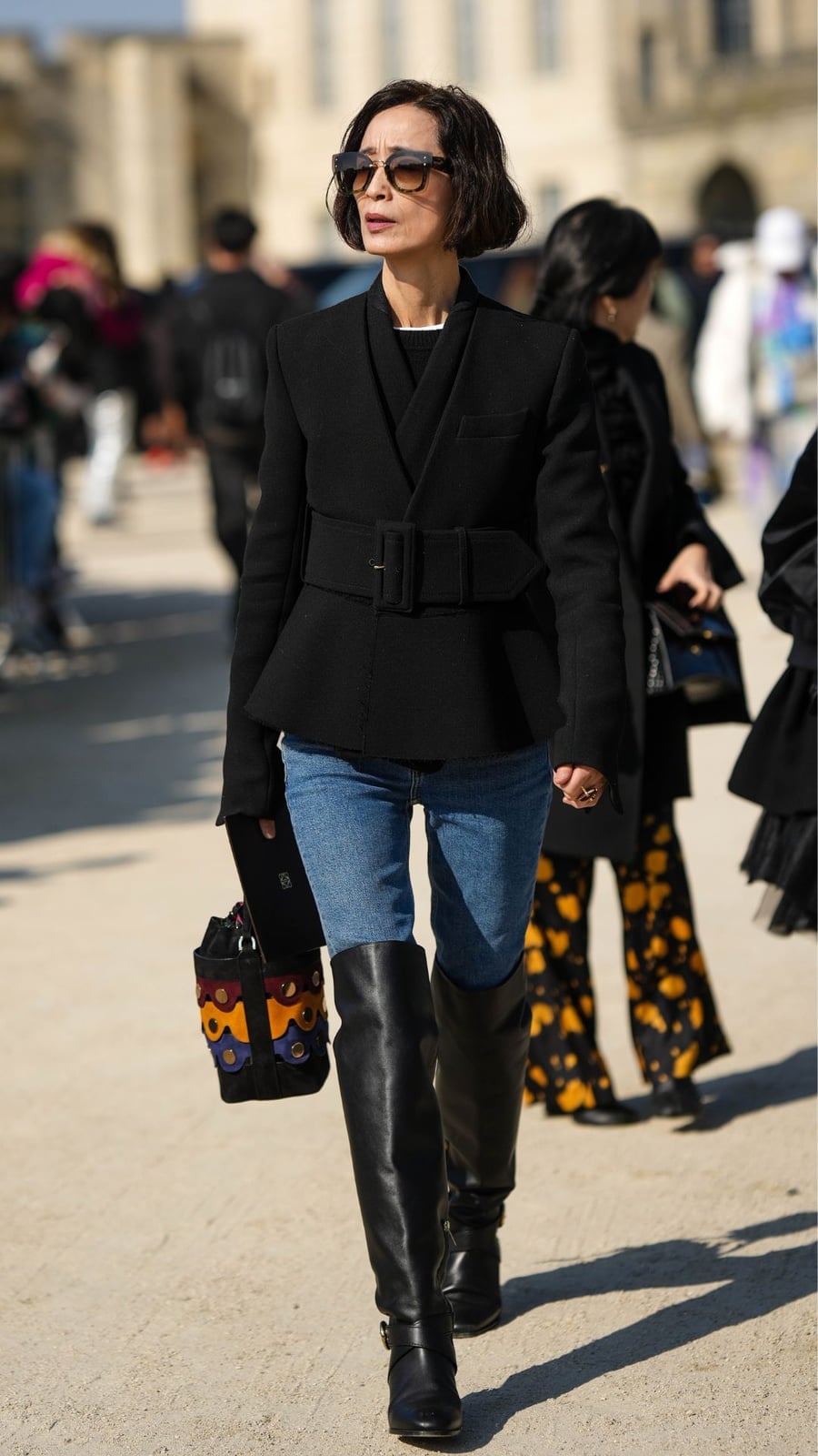 Belted Jacket With Wide Leg Jeans — Simple Boots Outfit Jeans