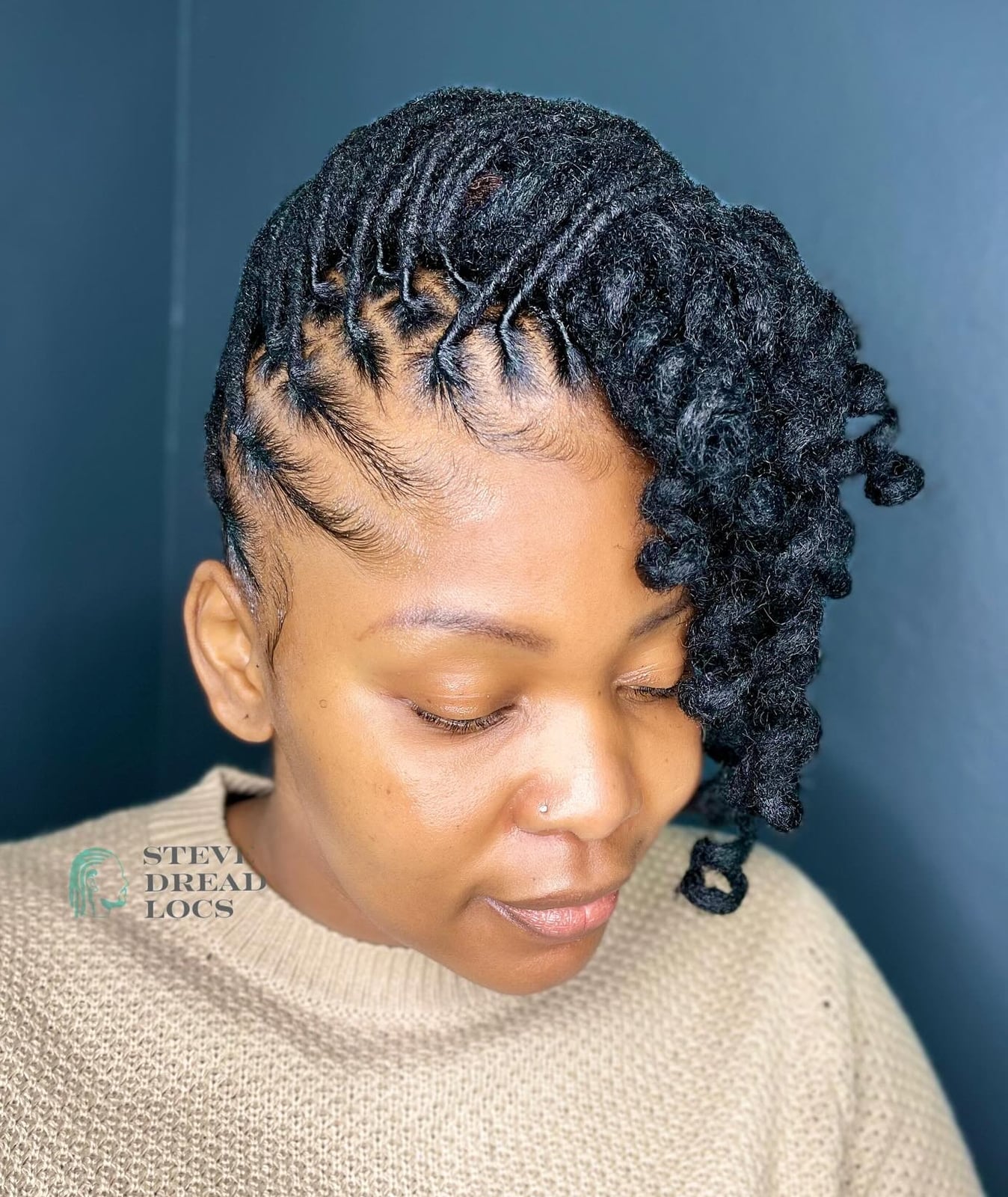 Shoulder Length Asymmetrical Black Locs With Curls Shoulder Length Asymmetrical Black Locs With Curls — Simple Braids Locs