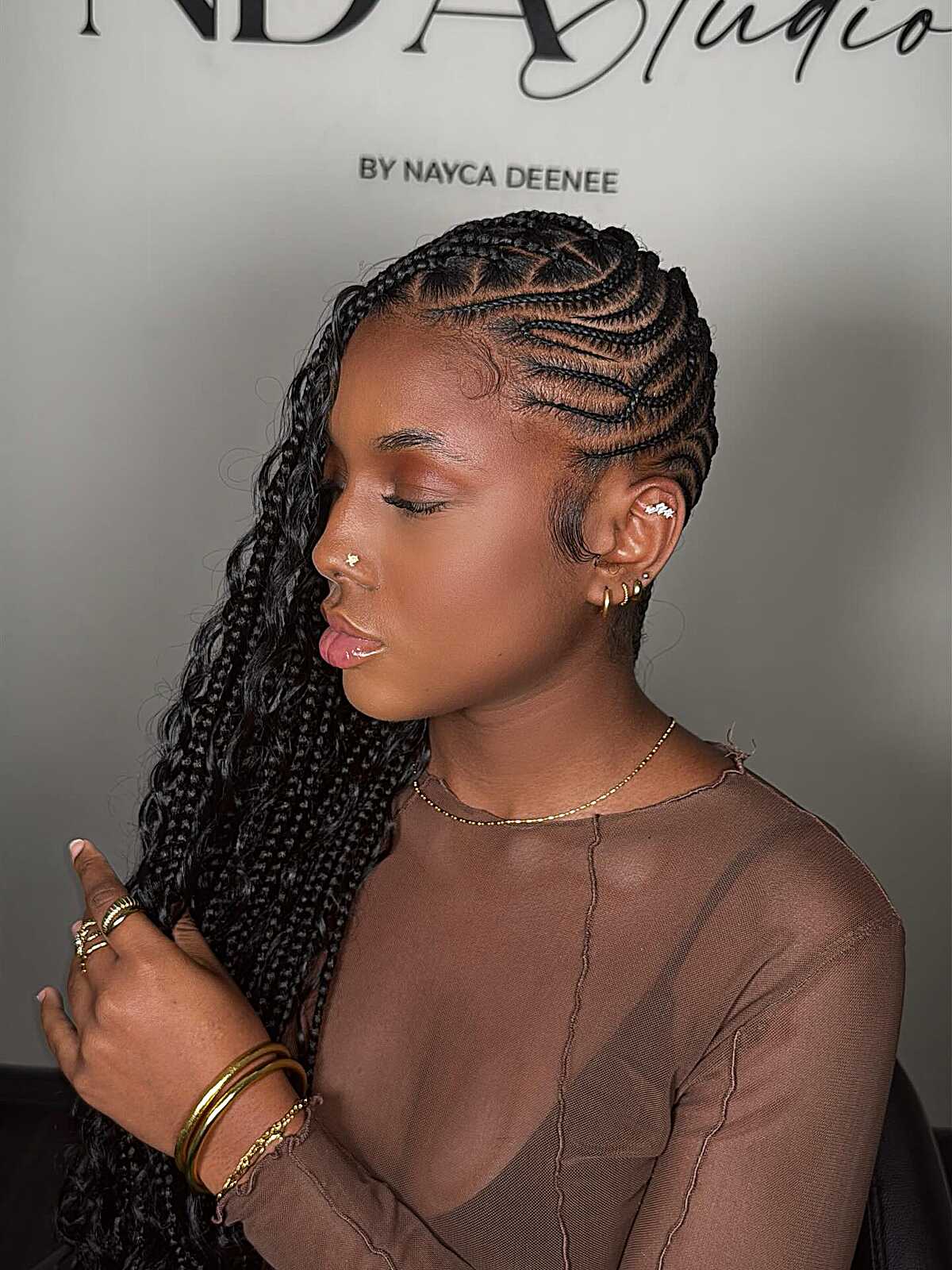 Mid-Back Black Braids With Side Swept Bangs Mid-Back Black Braids With Side Swept Bangs — Simple Braids Locs