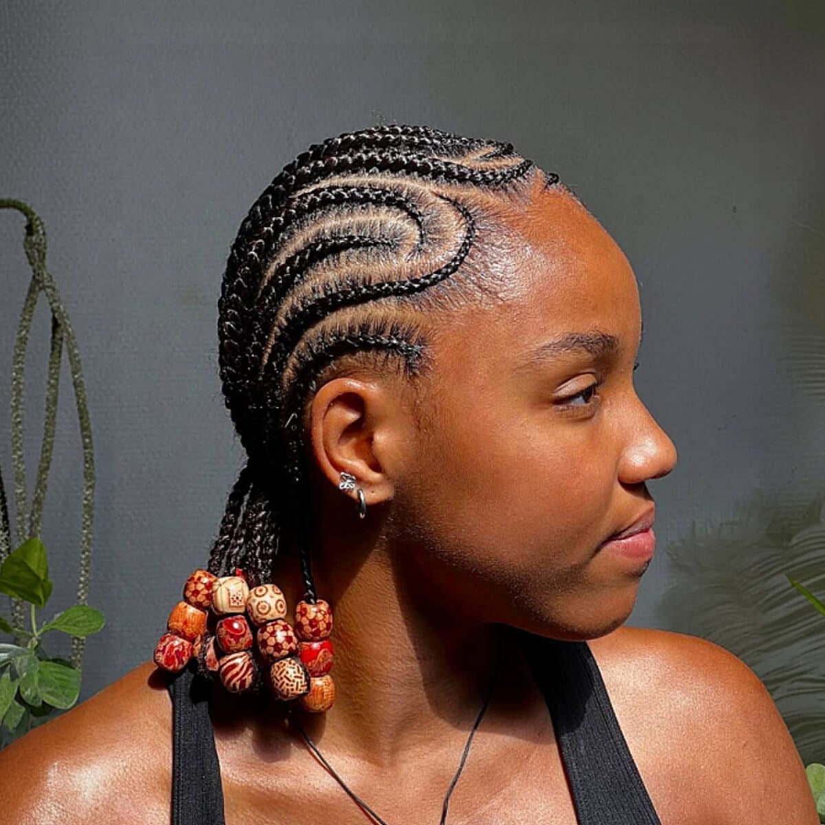 Shoulder Length Cornrows With Beads — Simple Braids Styles