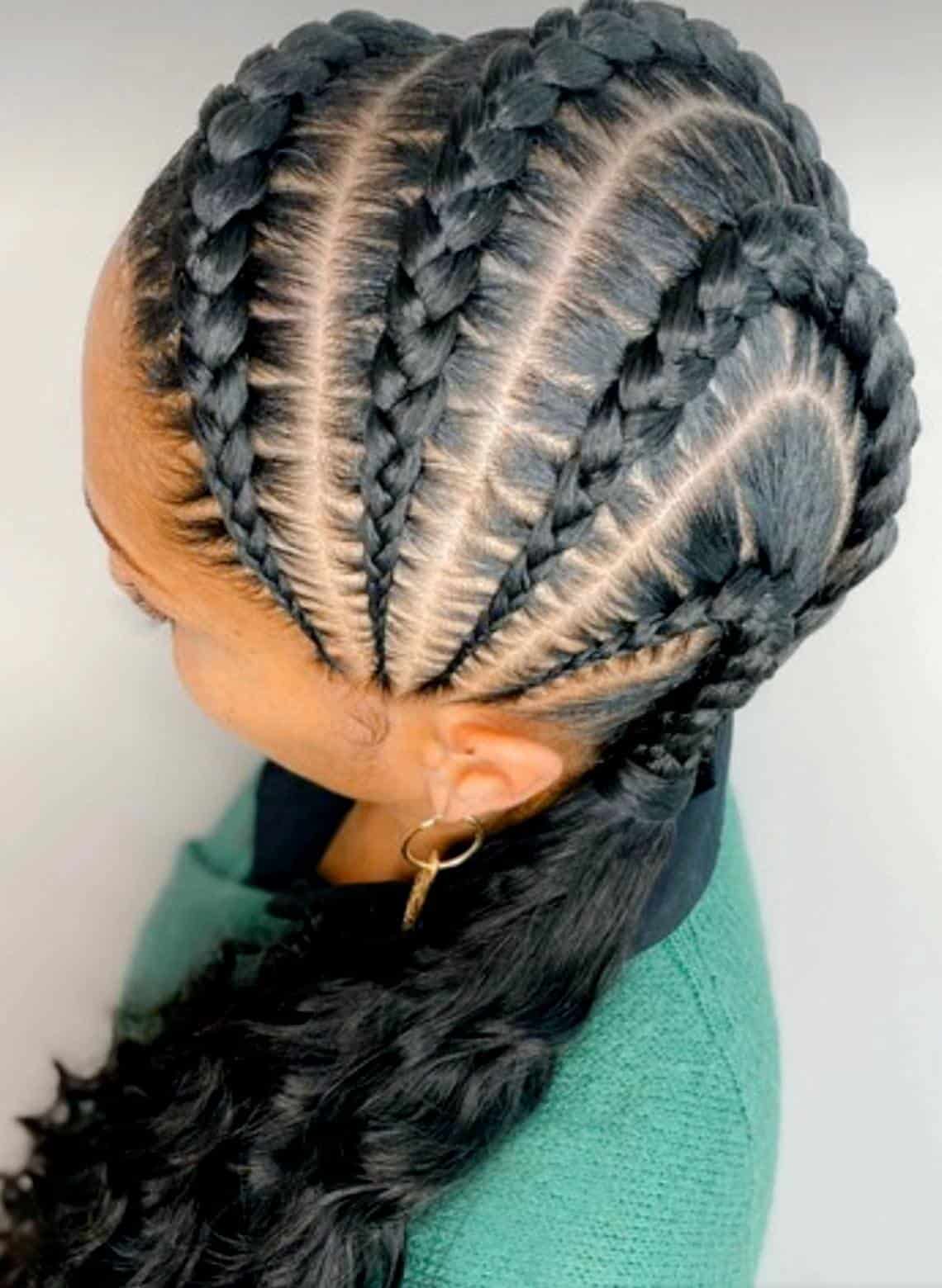 Mid Back Cornrows Into Low Ponytail — Simple Braids Styles